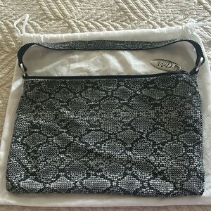 Whiting & Davis mesh snake print bag